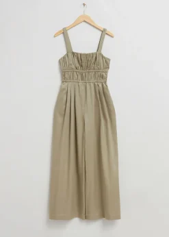 Cheap Plisseret Detalje Jumpsuit Kvinder Jumpsuits