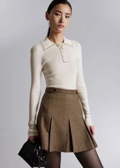 Discount Plisseret Sildebens Mininederdel Kvinder Sæt Og Dragter