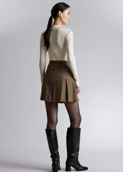 Discount Plisseret Sildebens Mininederdel Kvinder Sæt Og Dragter