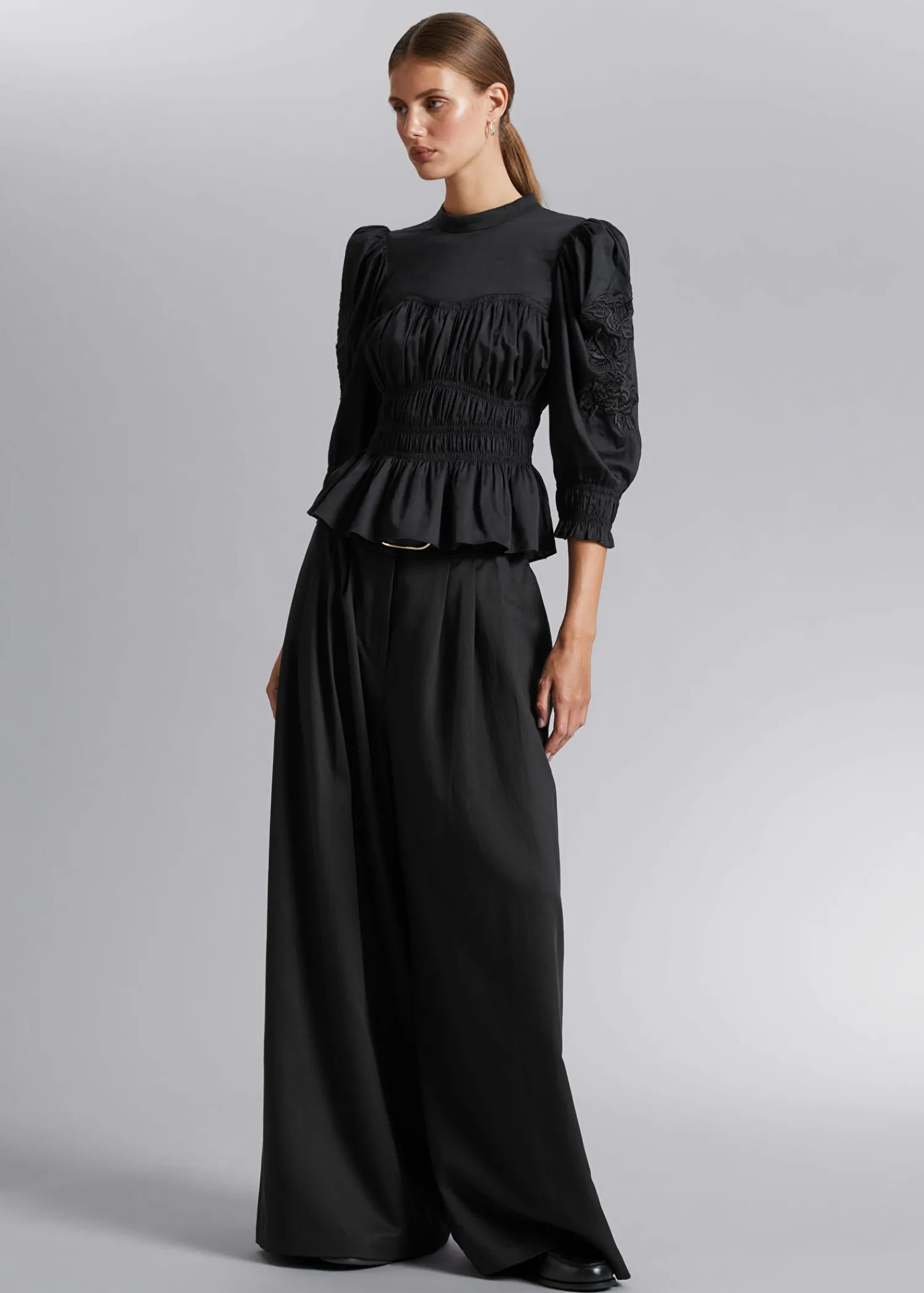 Shop Puff Sleeve Peplum Bluse Kvinder Bluser Og Skjorter