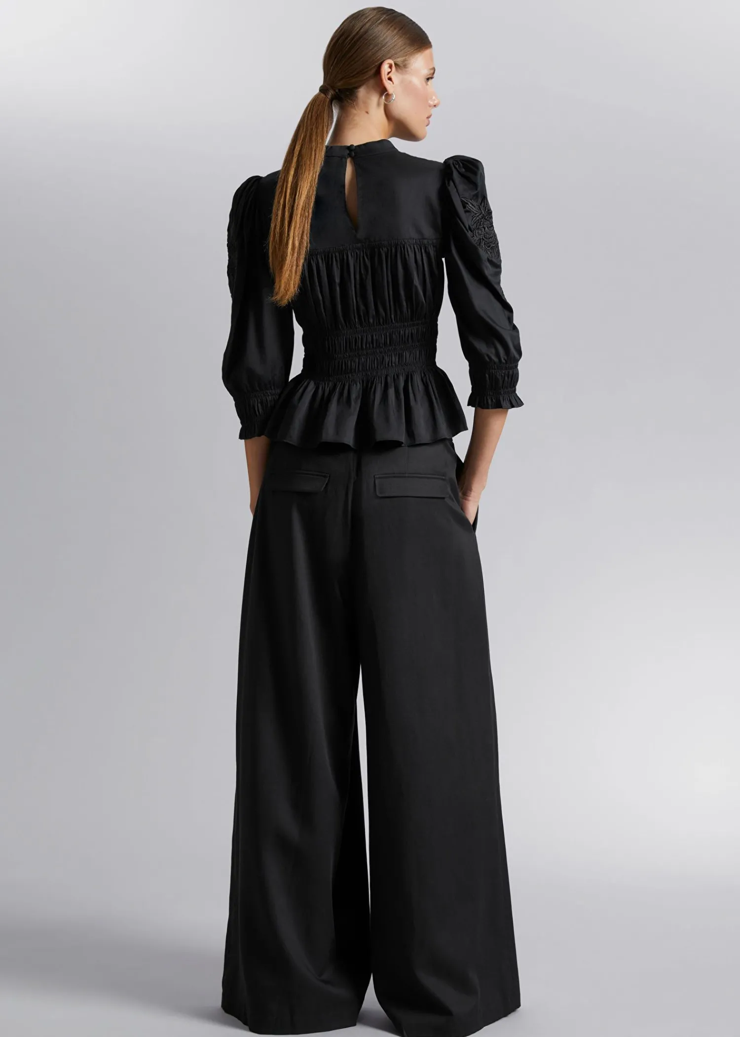 Shop Puff Sleeve Peplum Bluse Kvinder Bluser Og Skjorter