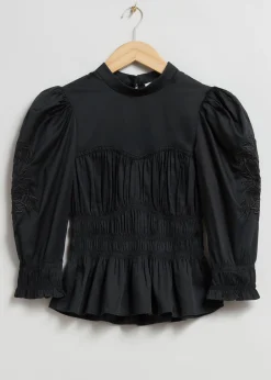 Shop Puff Sleeve Peplum Bluse Kvinder Bluser Og Skjorter