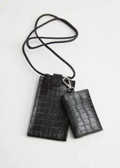 Online Pung I Croc-Praeget Laederhals Kvinder Tegnebøger