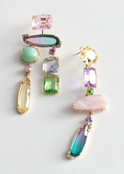 Store Rainbow Rhinestone Haengende Oreringe Kvinder Oreringe