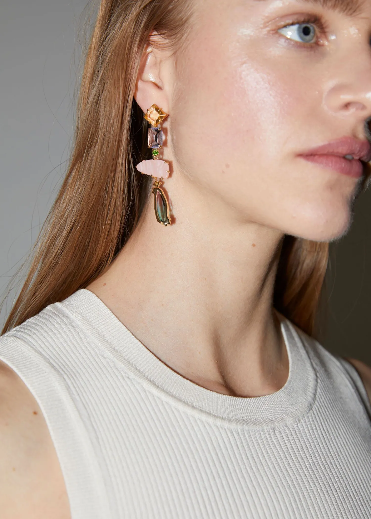 Store Rainbow Rhinestone Haengende Oreringe Kvinder Oreringe