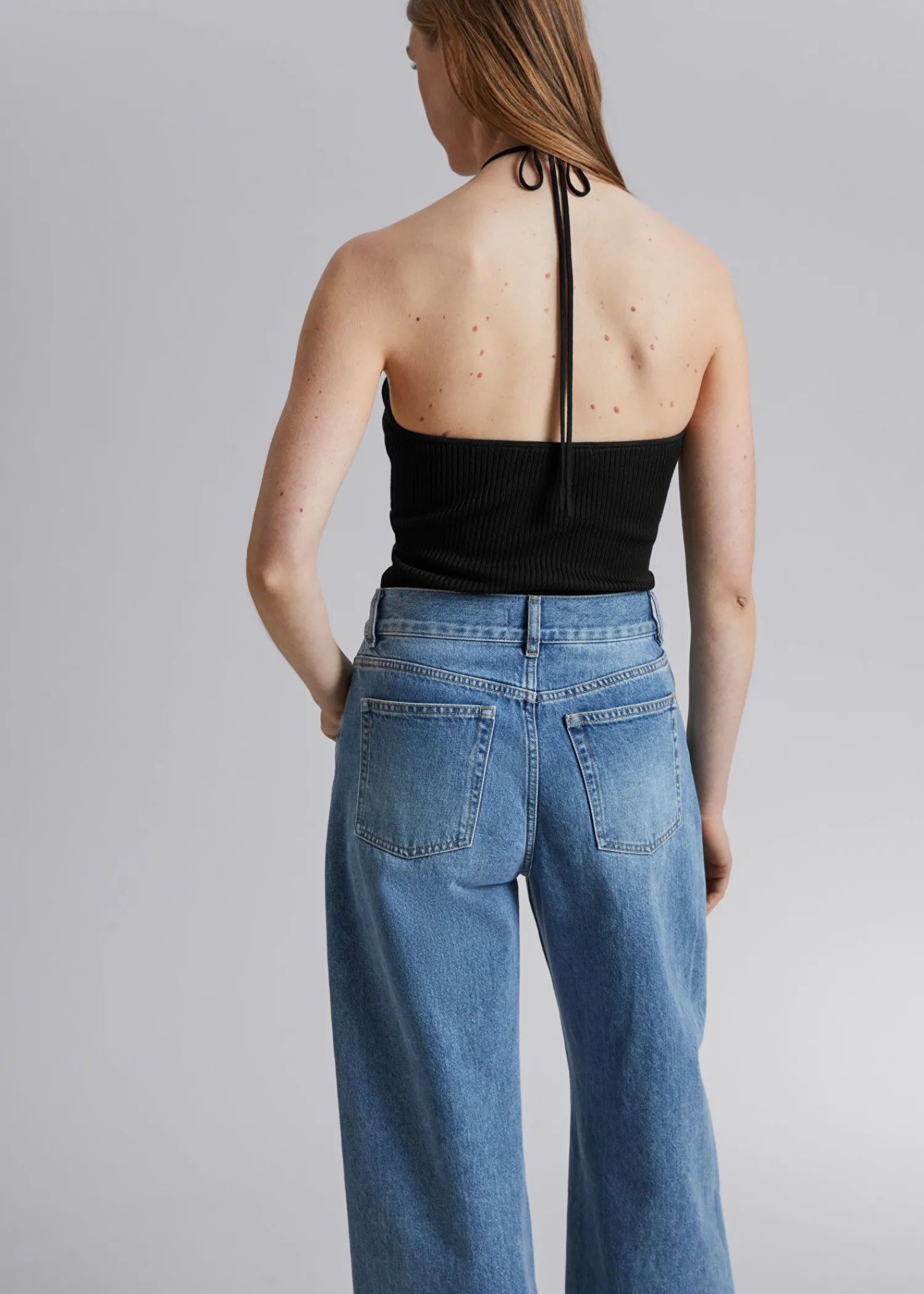 Best Sale Ribbet Halterneck Bustier Top Kvinder Toppe