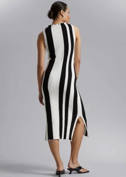 Cheap Ribbet Midikjole Kvinder Kjoler