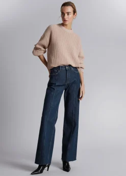 Clearance Ribbet Striktroje Kvinder Strik