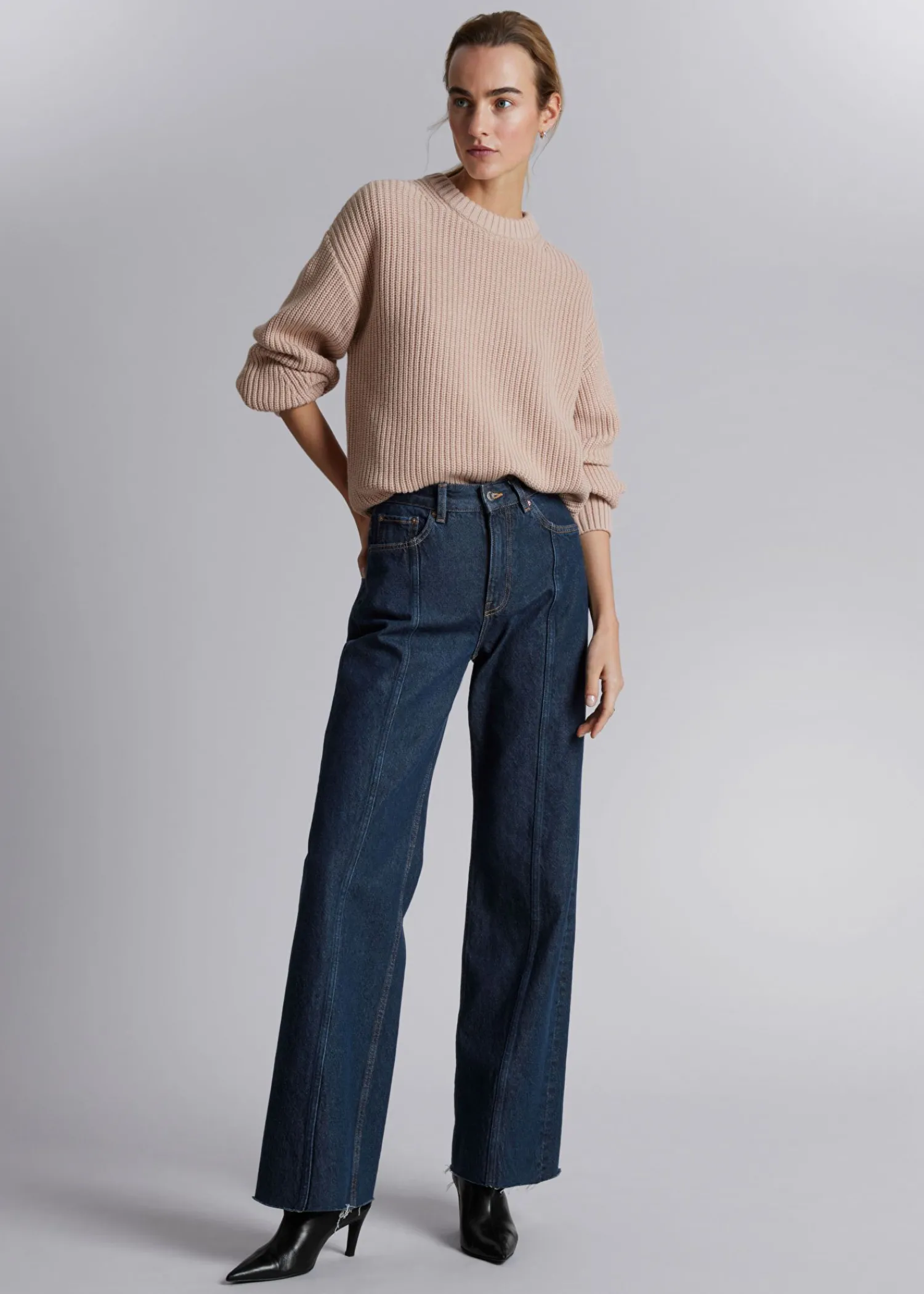 Clearance Ribbet Striktroje Kvinder Strik