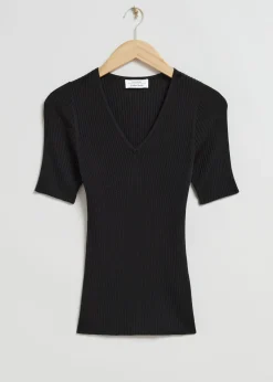 Sale Ribbet T-Shirt Kvinder Toppe