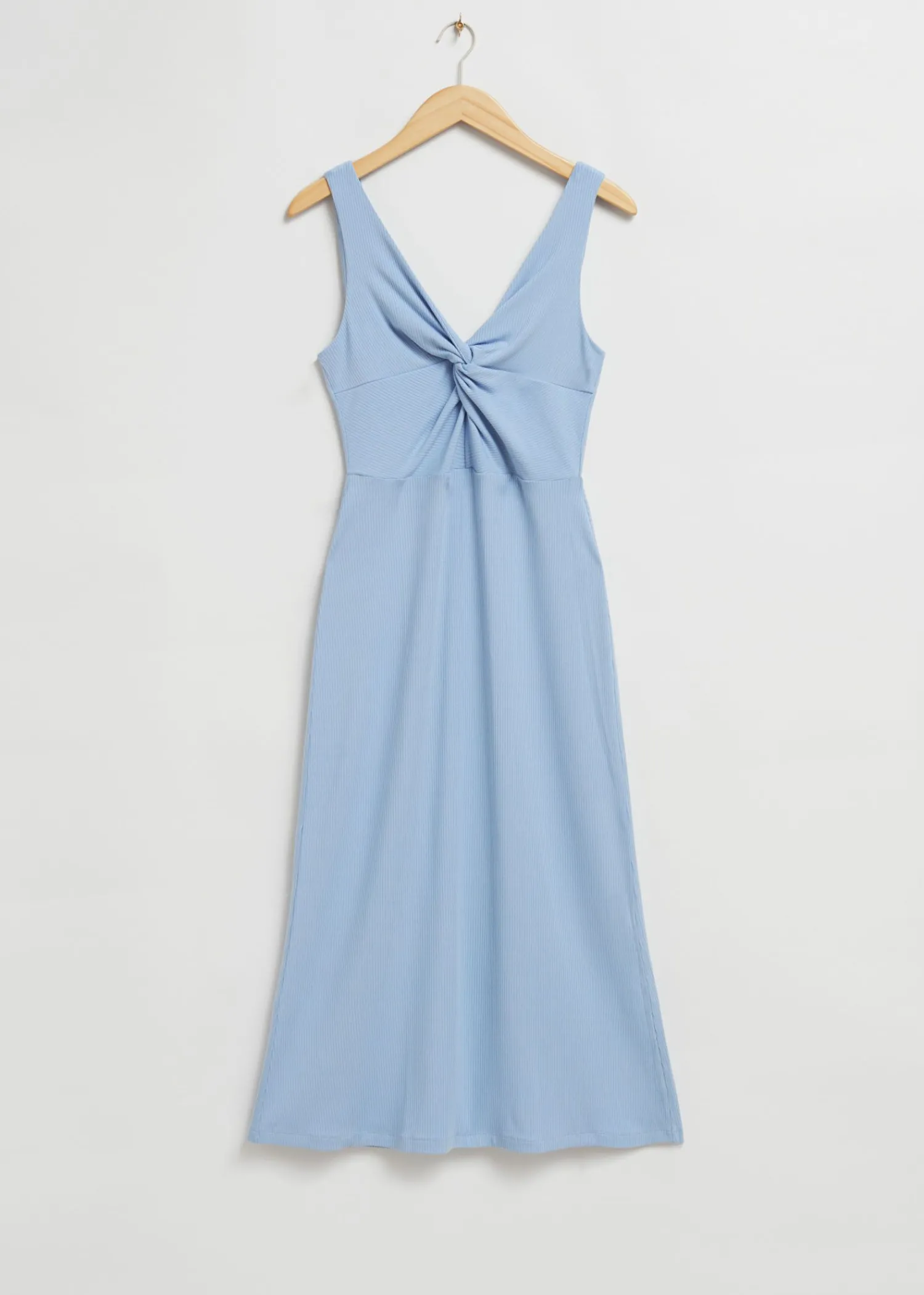 New Ribbet Twist-Front Midikjole Kvinder Kjoler