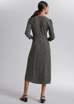 Fashion Rynket Frontkjole Kvinder Kjoler