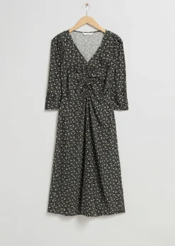 Fashion Rynket Frontkjole Kvinder Kjoler