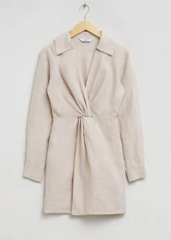 Discount Skjortekjole I Linned Foran Kvinder Kjoler