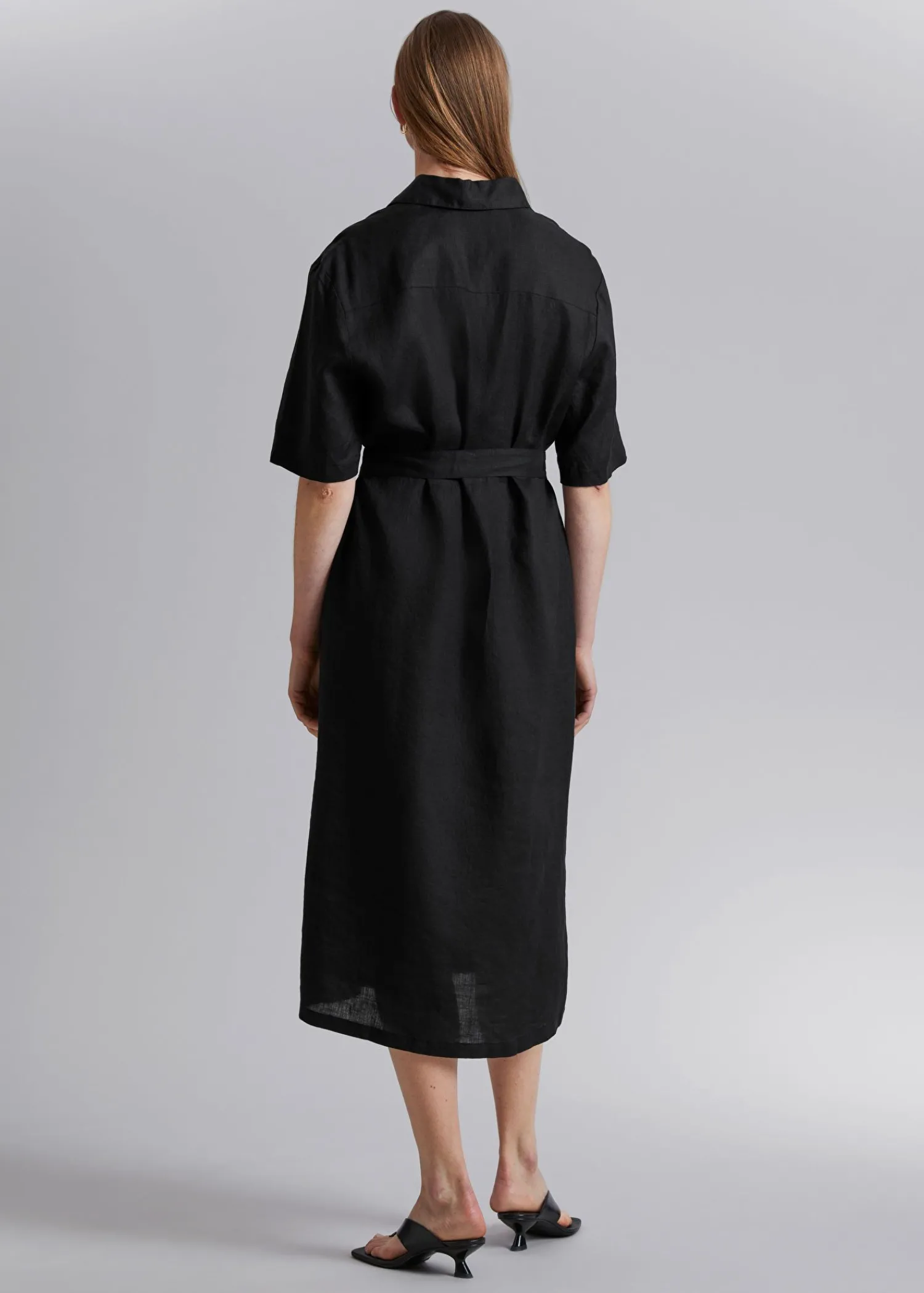 New Skjortekjole I Linned Med Baelte Kvinder Kjoler