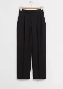 Fashion Skraeddersyede Lige Bukser Med Vidde Ben Kvinder Bukser