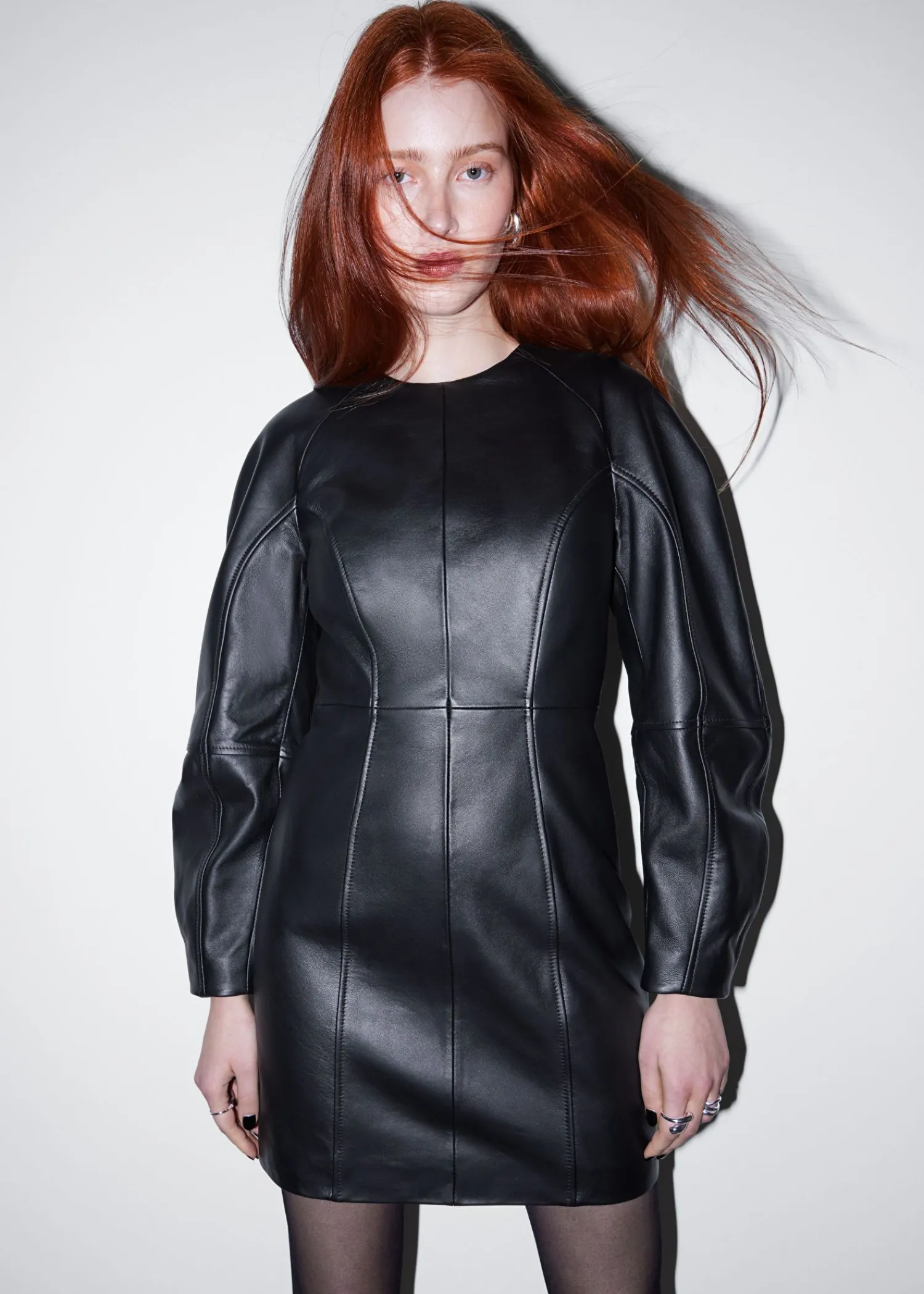 Cheap Skulpturel Laeder Mini Kjole Kvinder Kjoler