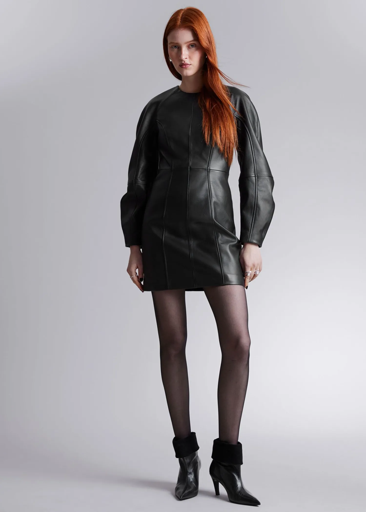 Cheap Skulpturel Laeder Mini Kjole Kvinder Kjoler