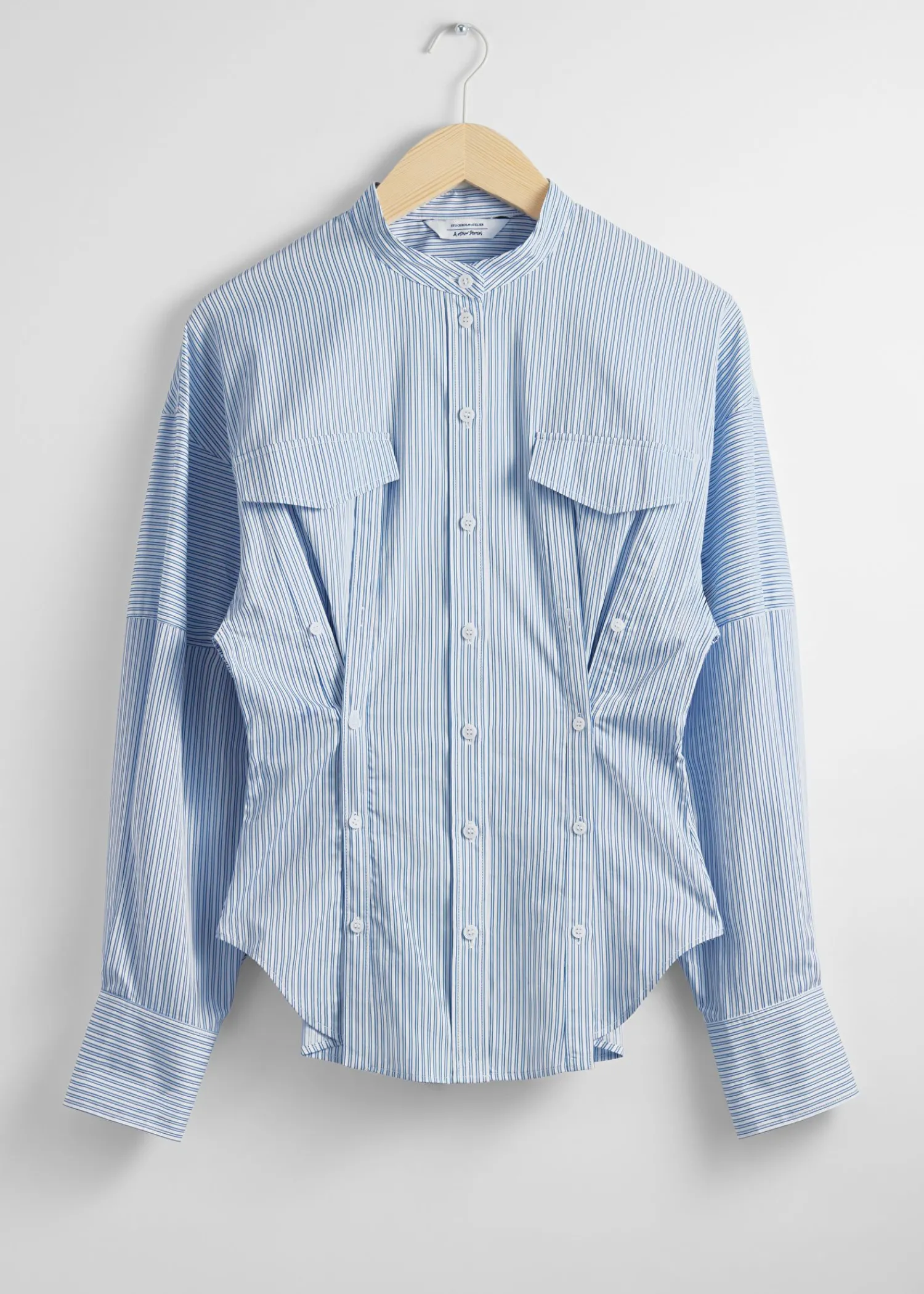 Outlet Skulpturskjorte Med Knapdetaljer Kvinder Denim