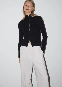 Online Slank Cardigan Med Lynlas Kvinder Strik