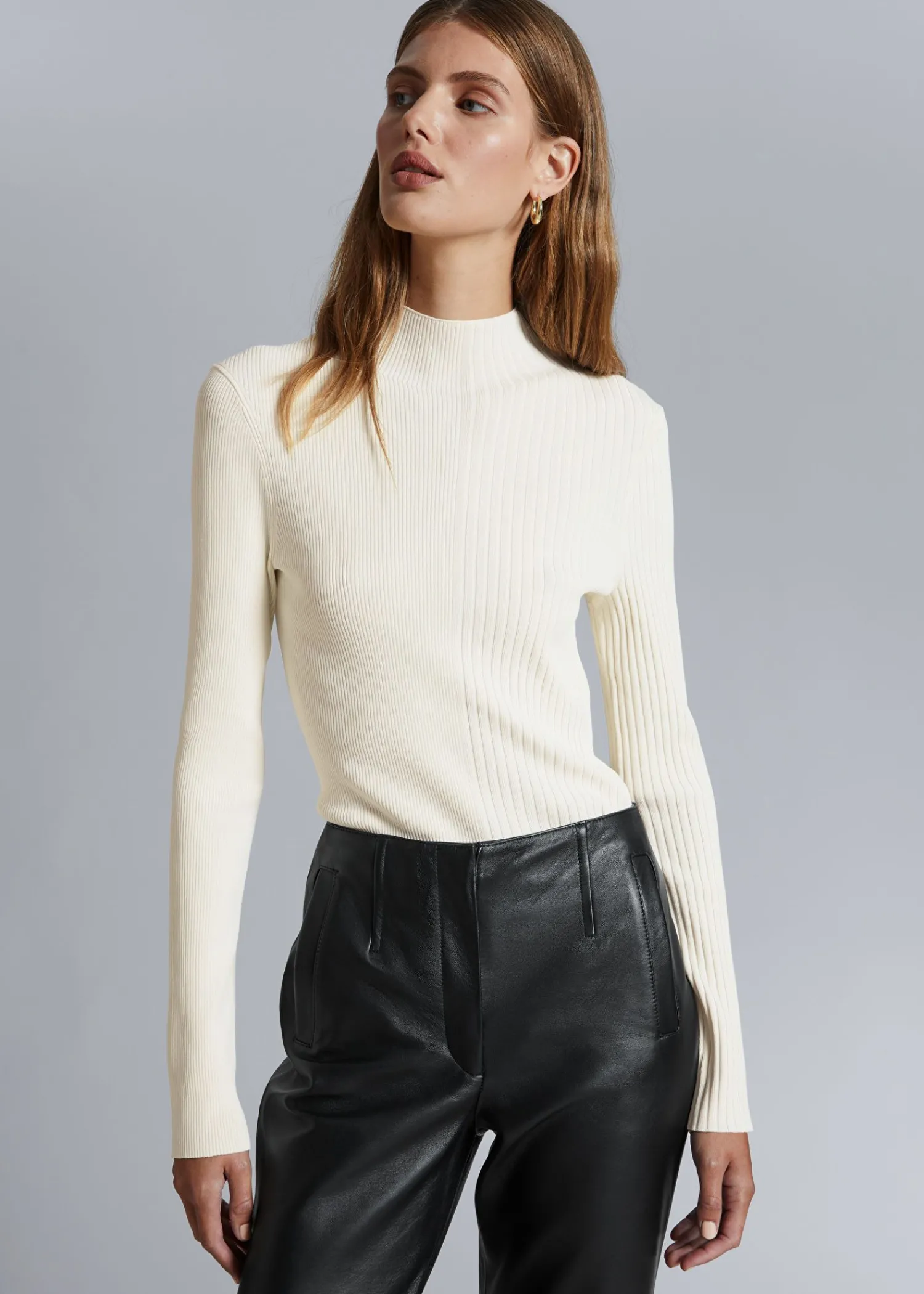 Best Sale Slank Mock-Neck Top Kvinder Toppe