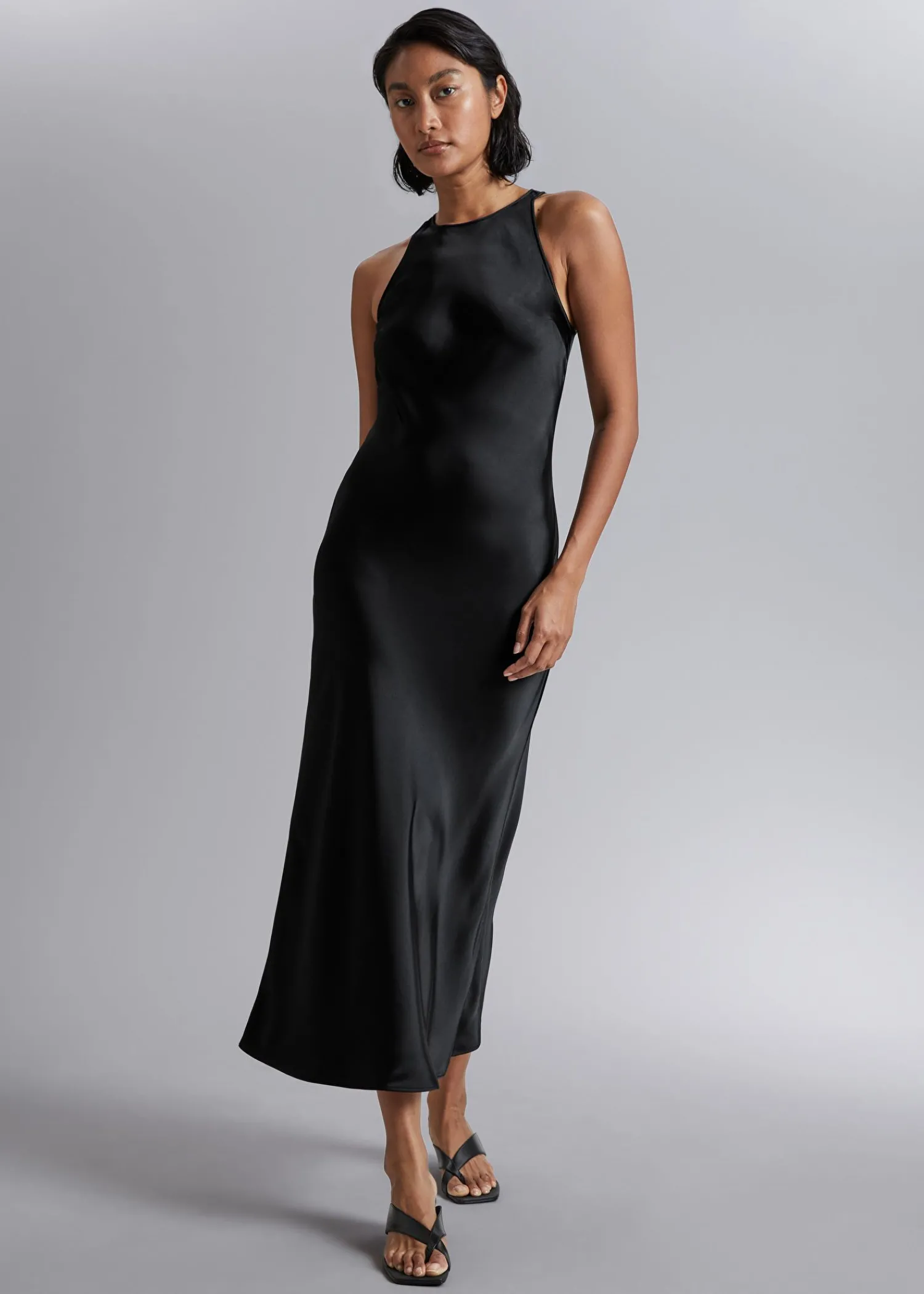 Online Slank Satin Midikjole Kvinder Kjoler