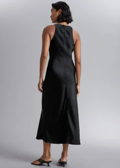 Online Slank Satin Midikjole Kvinder Kjoler