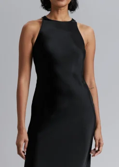 Online Slank Satin Midikjole Kvinder Kjoler