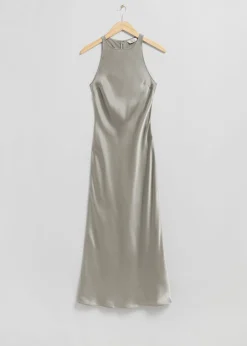 Cheap Slank Satin Midikjole Kvinder Kjoler