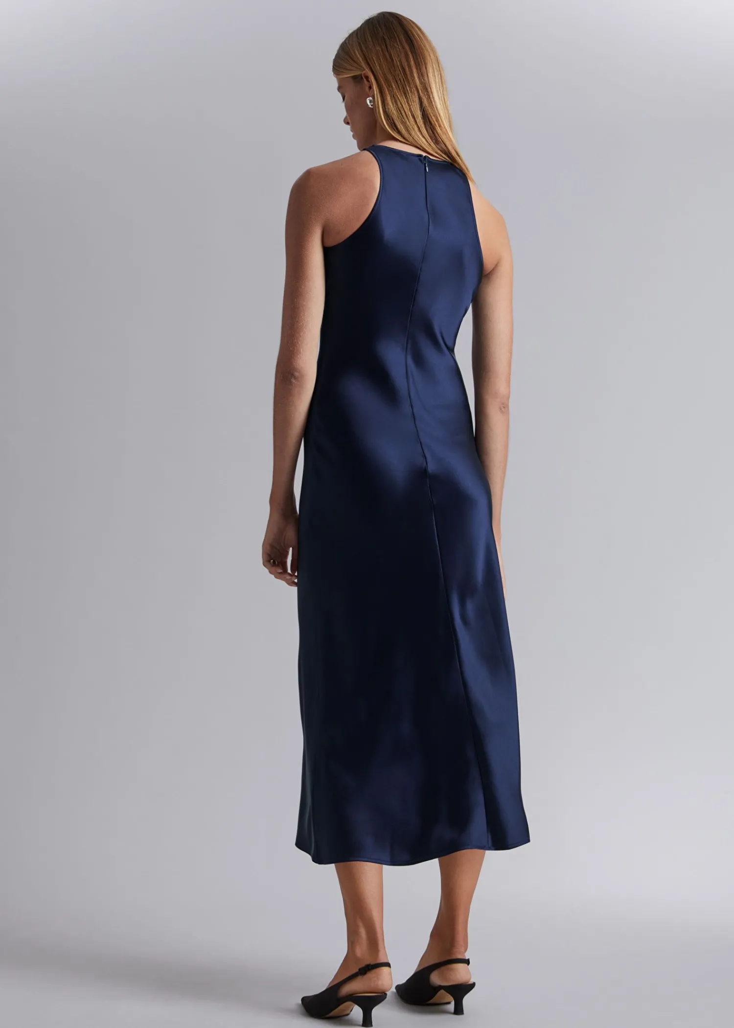 Online Slank Satin Midikjole Kvinder Kjoler