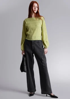 Cheap Smocket Bluse Kvinder Bluser Og Skjorter