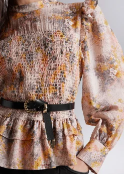 Store Smocket Flaesebluse Kvinder Bluser Og Skjorter