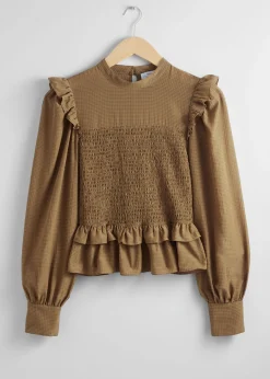 Shop Smocket Flaesebluse Kvinder Bluser Og Skjorter