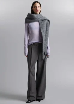 Best Sale Stort Mohair-Blend Torklaede Kvinder Matchende Sæt