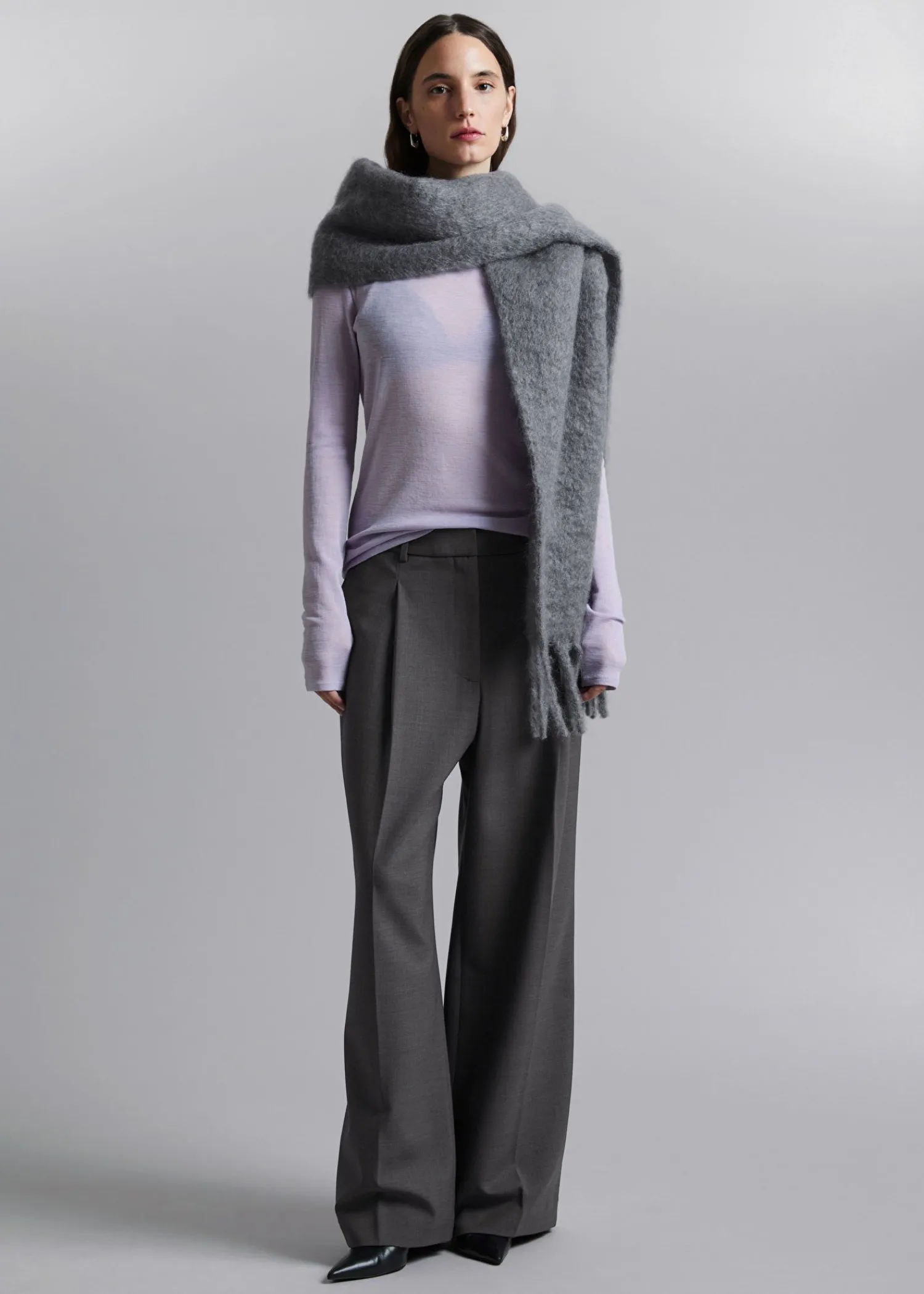 Best Sale Stort Mohair-Blend Torklaede Kvinder Matchende Sæt