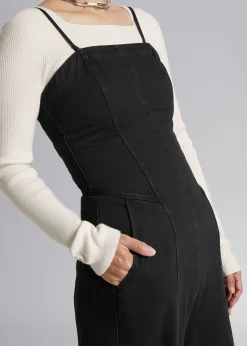 Best Strappy Denim Jumpsuit Kvinder Denim