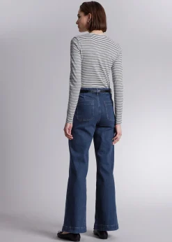 Best Stribet Glitter Top Kvinder Denim