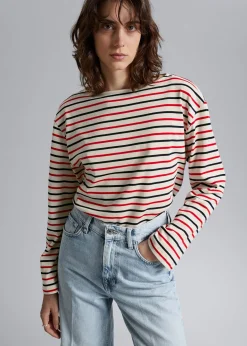 Shop Stribet Jersey Top Kvinder Toppe