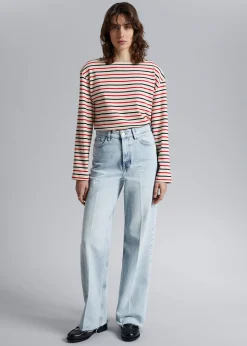 Shop Stribet Jersey Top Kvinder Toppe