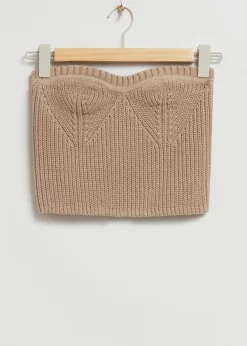 Best Strikket Bandeau Tube Top Kvinder Toppe