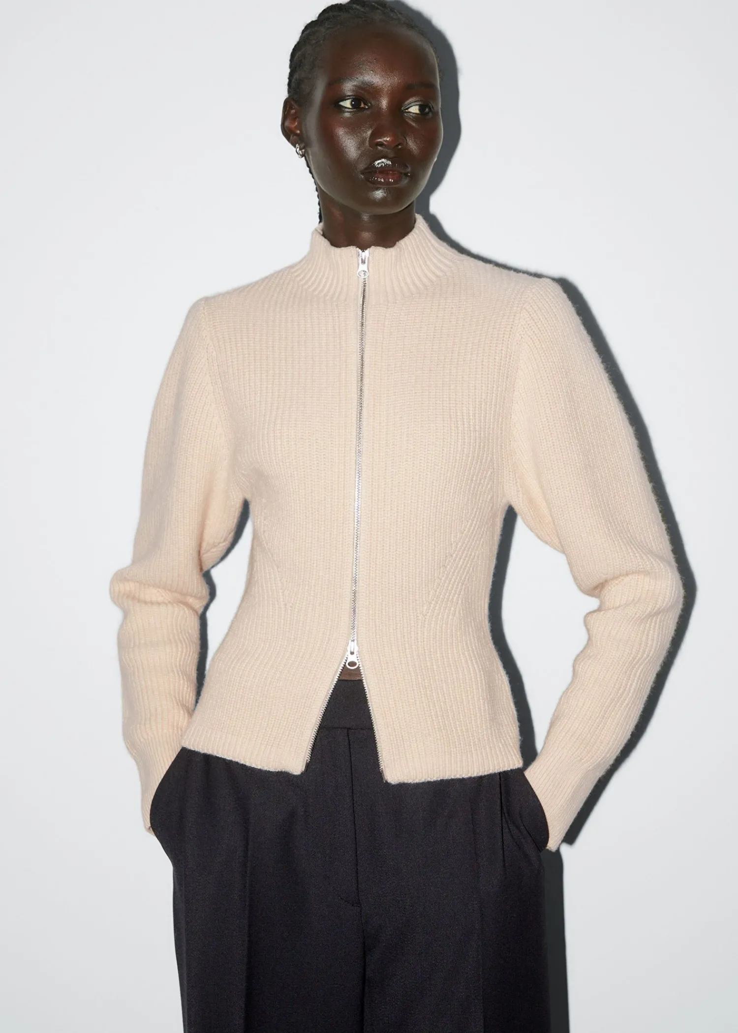 Best Strikket Cardigan Med Lynlas Kvinder Strik