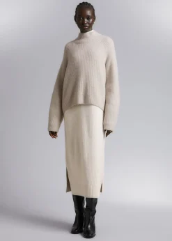 Sale Strikket Mock Neck Jumper Kvinder Strik