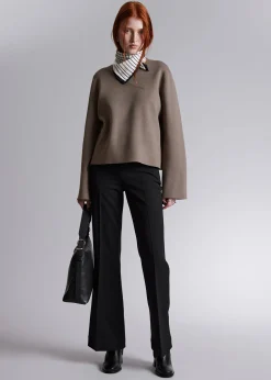 Discount Strikket Sweater Med Brede Aermer Kvinder Strik