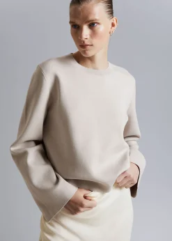 Online Strikket Sweater Med Brede Aermer Kvinder Strik