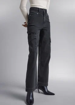 Cheap Tilspidsede Cargo-Pocket Jeans Kvinder Denim