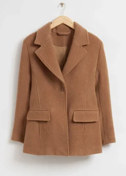 Sale Topstitch Detail Mohair-Blend Blazer Kvinder Blazere