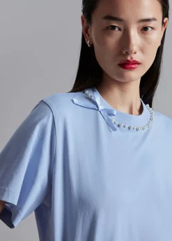 Store T-Shirt Med Perleudsmykning Kvinder Toppe