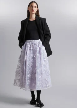 Outlet Voluminos Blomstret Midi-Nederdel Kvinder Nederdele