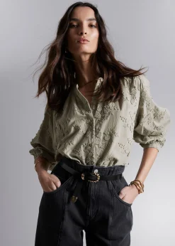 Shop Voluminos Bluse Med Stand-Up Krave Kvinder Bluser Og Skjorter