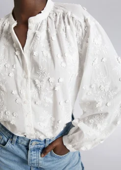 Online Voluminos Bluse Med Stand-Up Krave Kvinder Bluser Og Skjorter